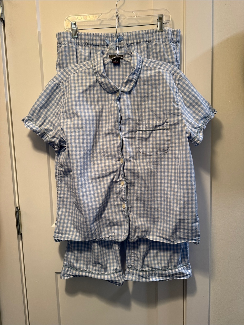 J. Crew Light Blue Gingham Short-Sleeve Pajama Set